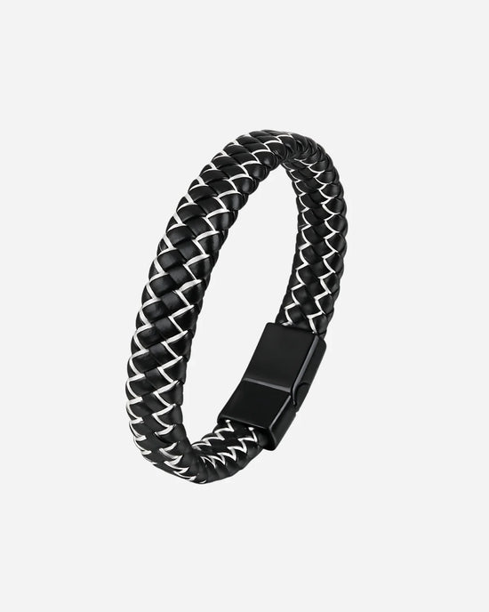 Pulsera de Cuero Trenzado Doble Color