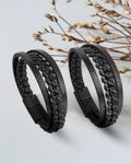 Pulsera de Cuero Trenzado Estilo Étnico