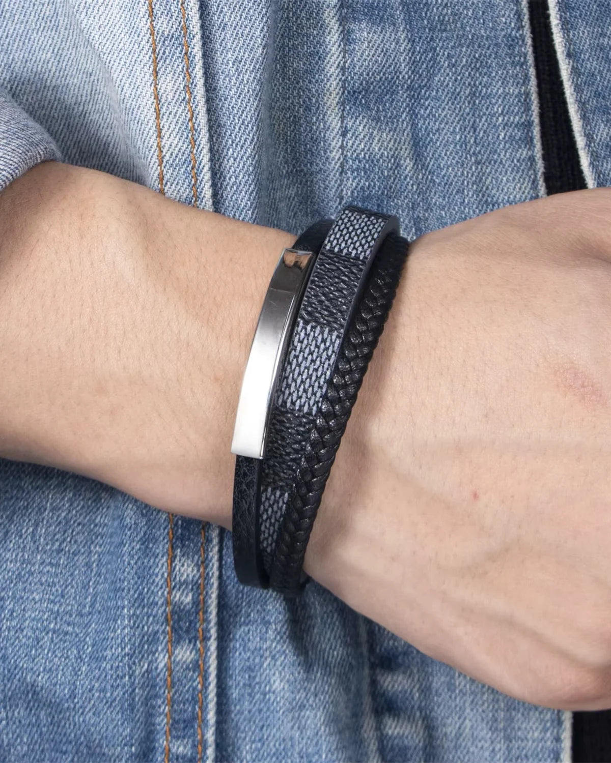 Pulsera de Cuero Patrón Retro