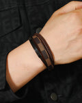 Pulsera de Cuero Patrón Retro