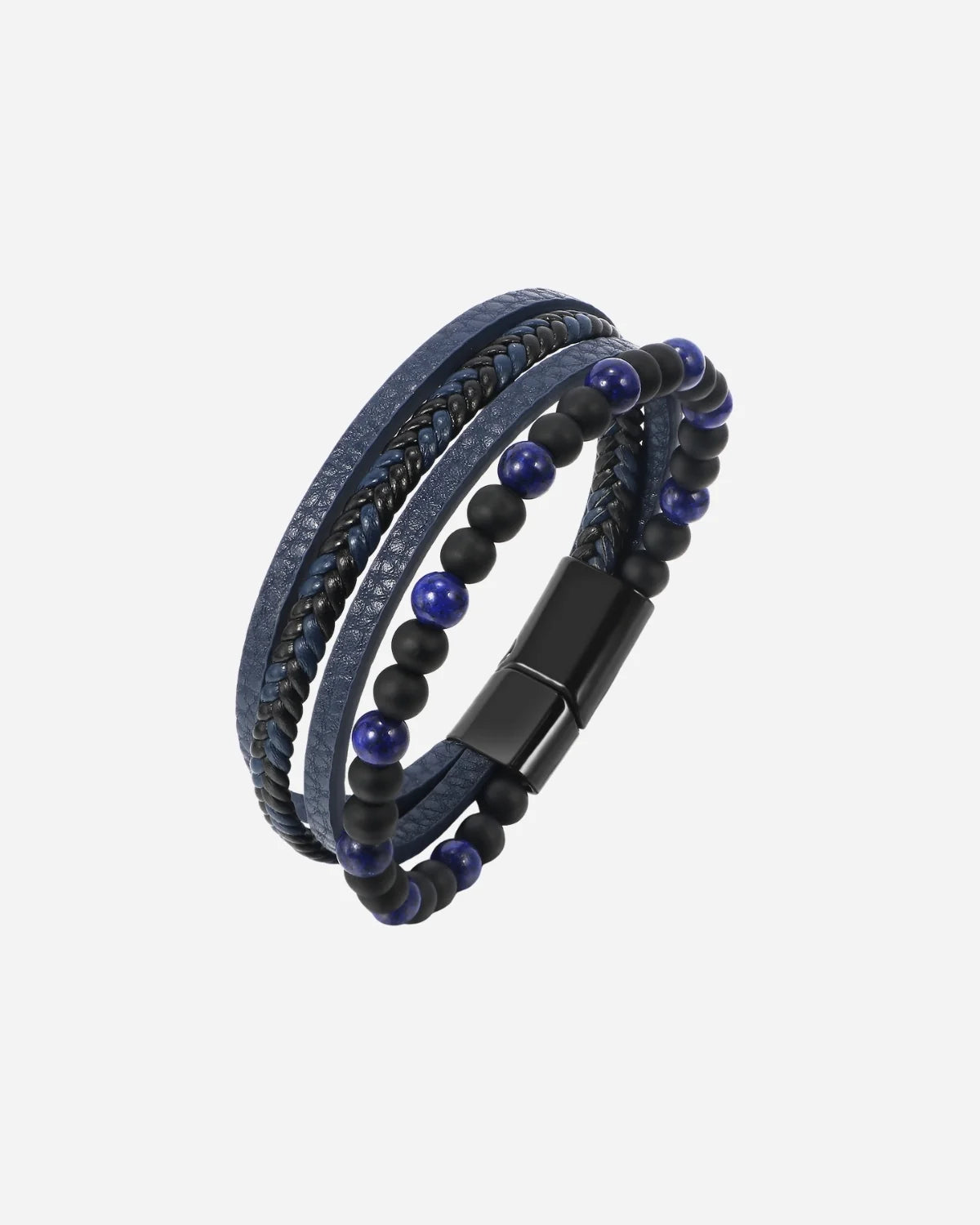 Pulsera de Cuero con Cuentas de Piedras Naturales