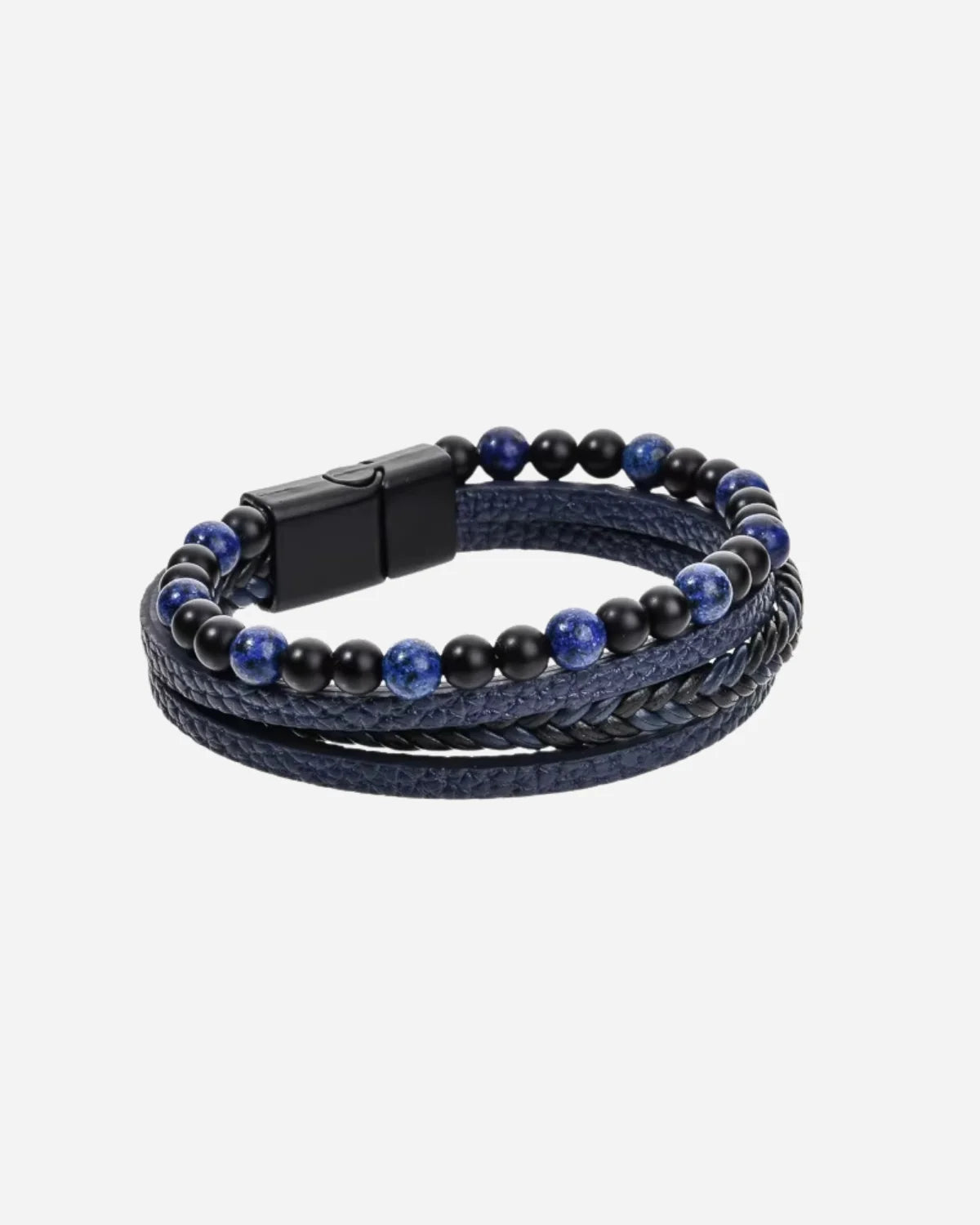 Pulsera de Cuero con Cuentas de Piedras Naturales