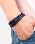 Pulsera de Cuero con Cuentas de Piedras Naturales