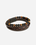 Pulsera de Cuero con Cuentas de Piedras Naturales