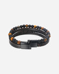 Pulsera de Cuero con Cuentas de Piedras Naturales
