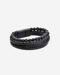 Pulsera de Cuero con Cuentas de Piedras Naturales