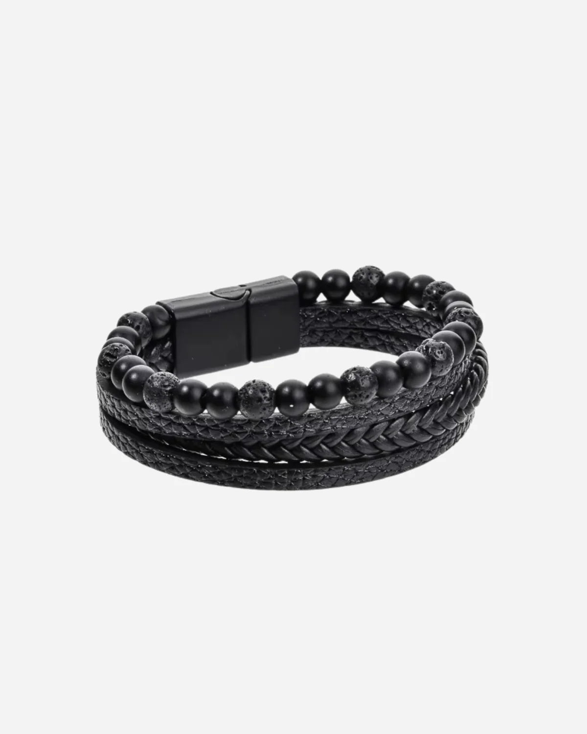 Pulsera de Cuero con Cuentas de Piedras Naturales