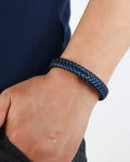 Pulsera de Cuero Trenzado Doble Color