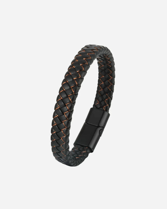 Pulsera de Cuero Trenzado Doble Color