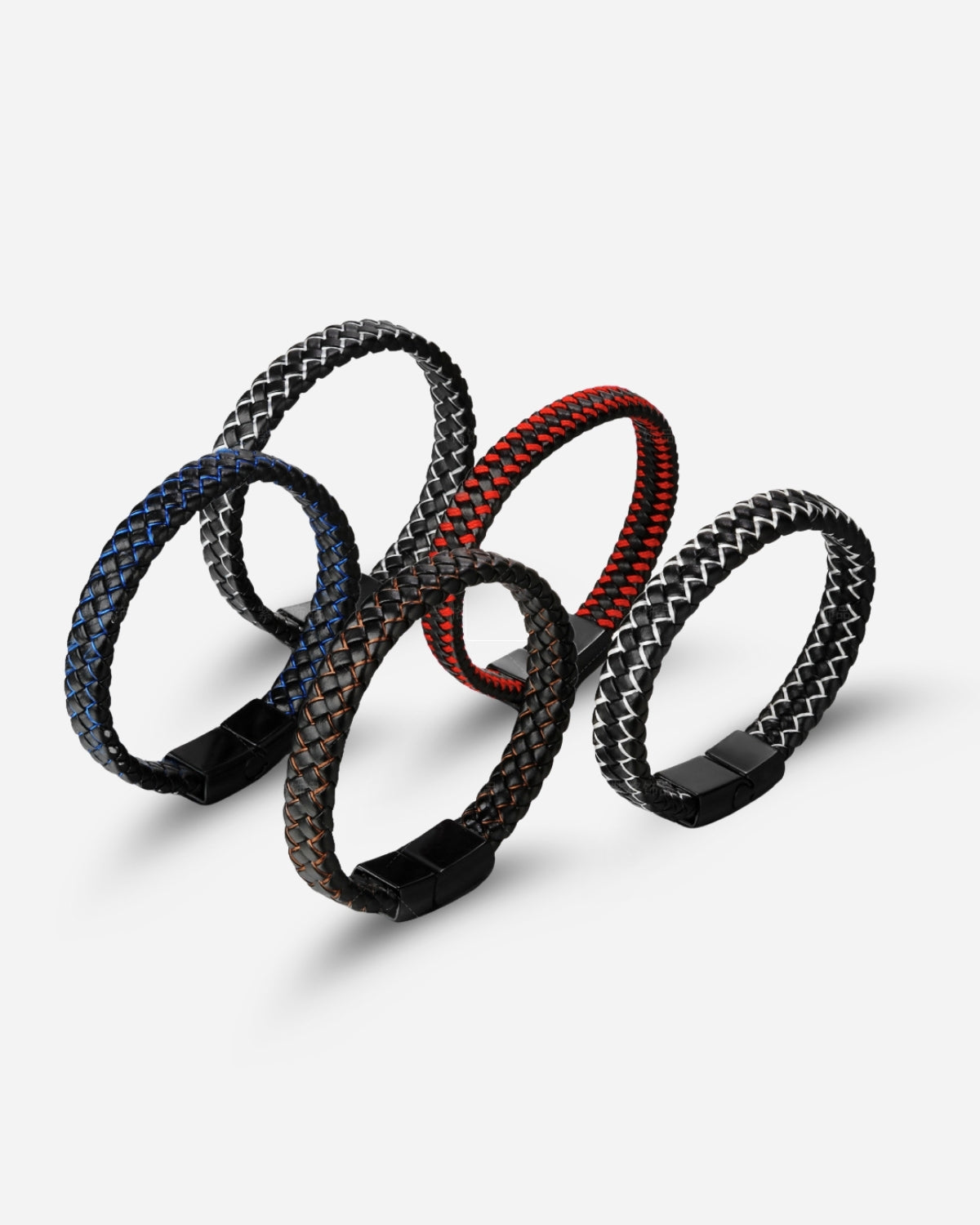 Pulsera de Cuero Trenzado Doble Color