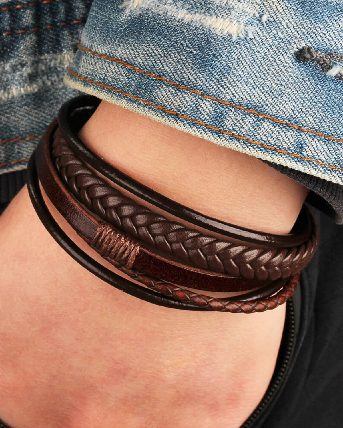 Pulsera Trenzada de Cuero Vintage – Estilo Étnico Unisex