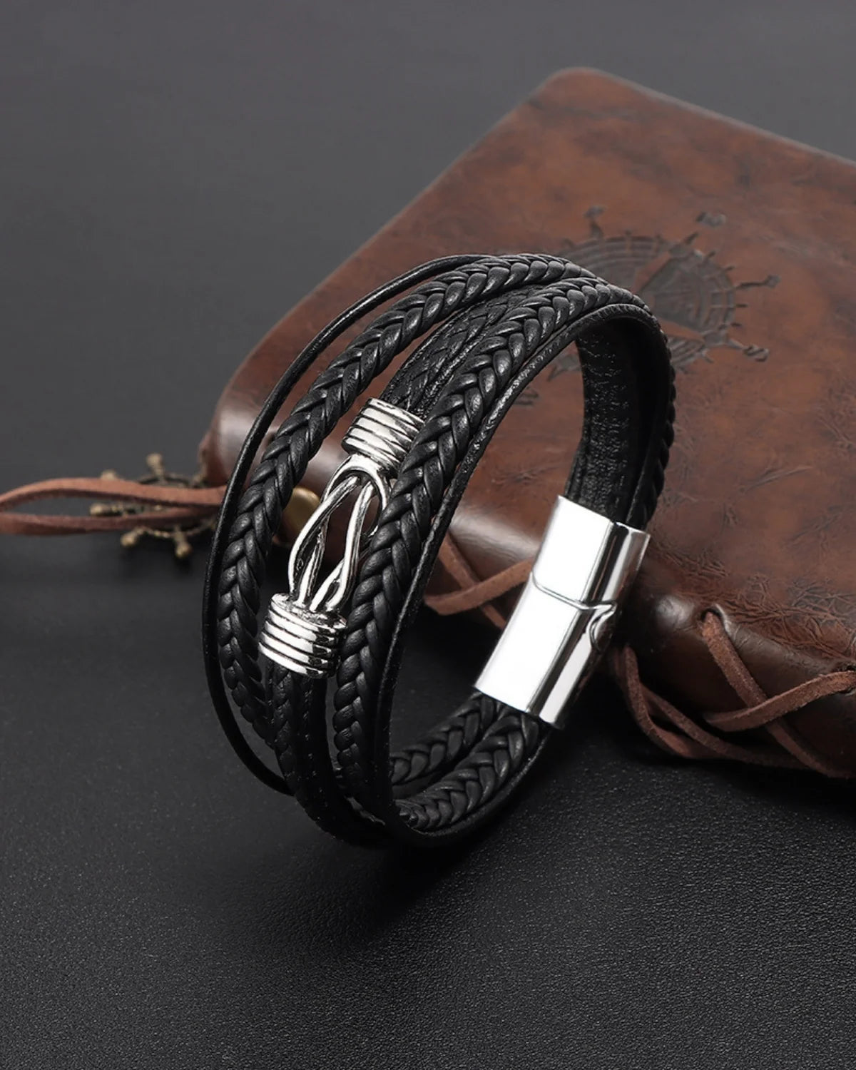 Pulsera de Cuero con Simbolo de Infinito Estilo Punk
