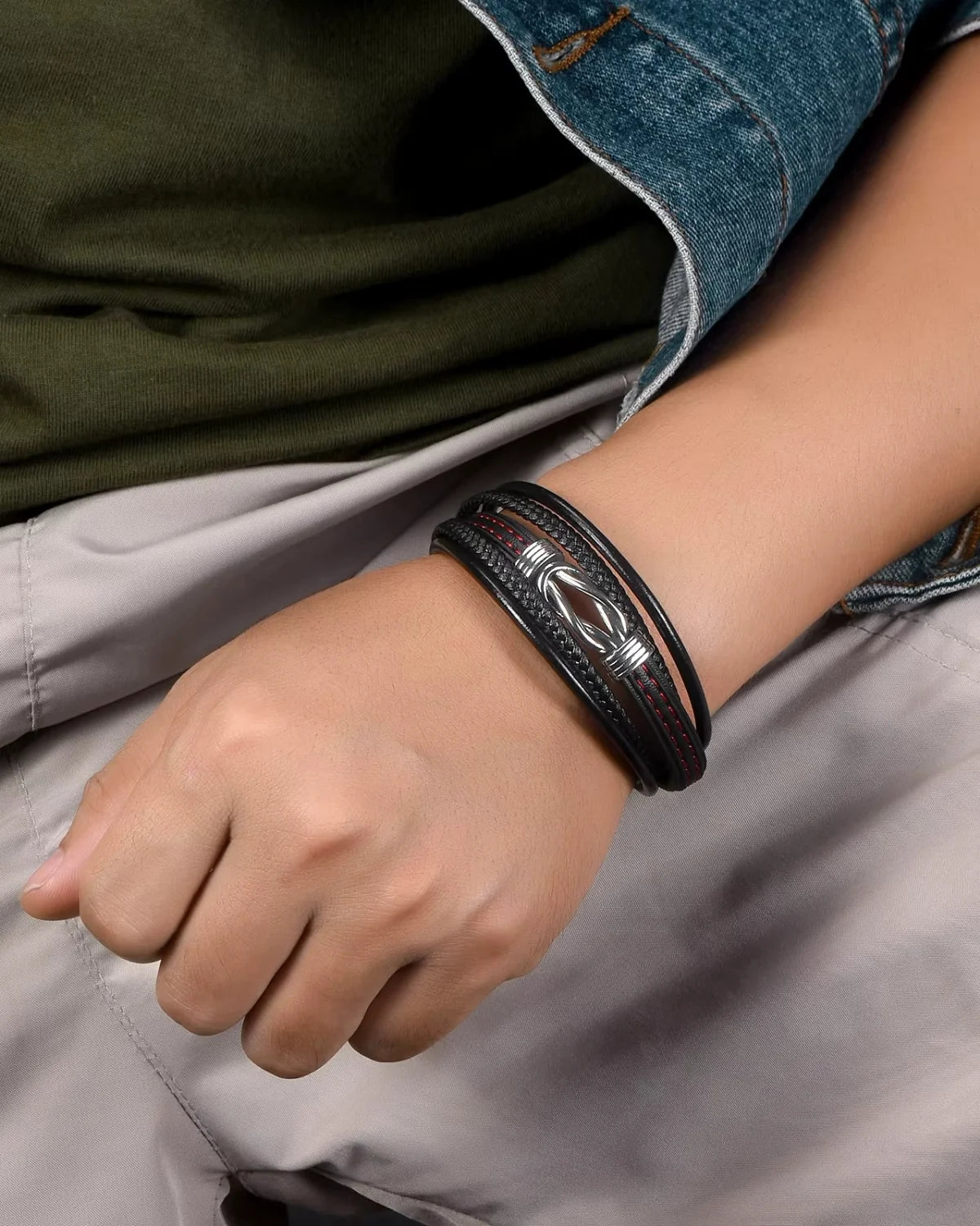 Pulsera de Cuero con Simbolo de Infinito Estilo Punk